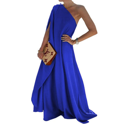 Women's Summer One Shoulder Sleeveless Beach Maxi Dress