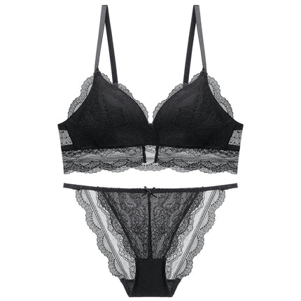 Women's 2 Piece Lace Wireless Bra and Panty Set Women's Sexy Push Up Bra Set