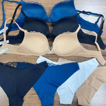 Women's Push-up Bra set With Lace Trim Push-up Bra And Matching Panties