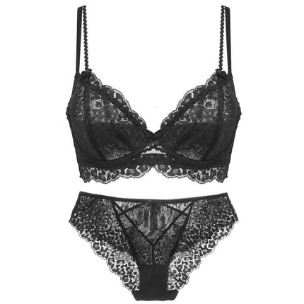 Women's Sexy Lingerie Floral Lace Sheer See Through Underwear Bra Panty Set