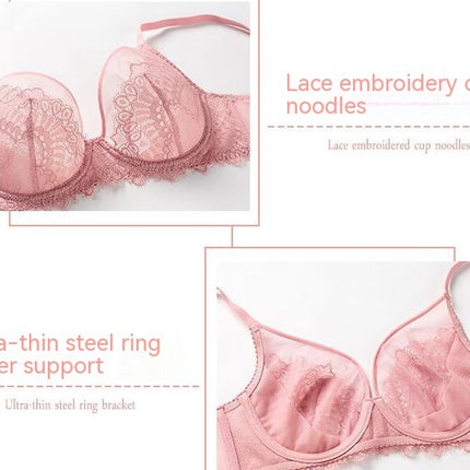 Women's Underwear Set Ultra-thin Bra Without Sponge Transparent Lace Sexy Panty Set