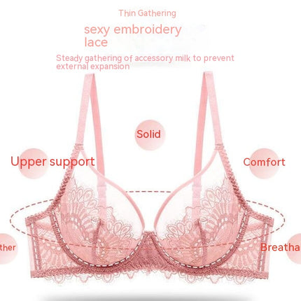 Women's Underwear Set Ultra-thin Bra Without Sponge Transparent Lace Sexy Panty Set