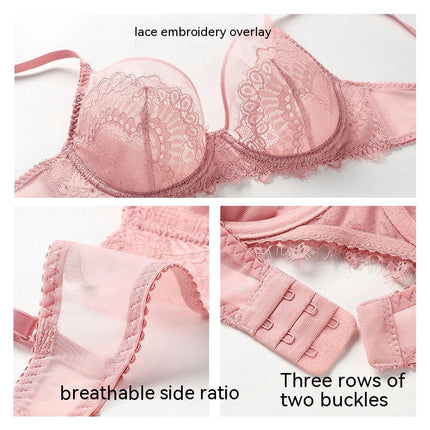 Women's Underwear Set Ultra-thin Bra Without Sponge Transparent Lace Sexy Panty Set