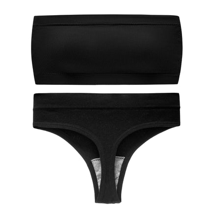 Women's Sexy Lingerie Set One-piece Backless Bottom Bra and Thong Panty Set