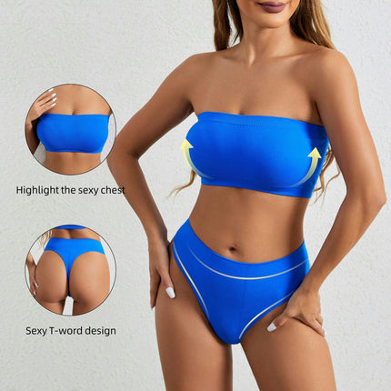 Women's Sexy Lingerie Set One-piece Backless Bottom Bra and Thong Panty Set