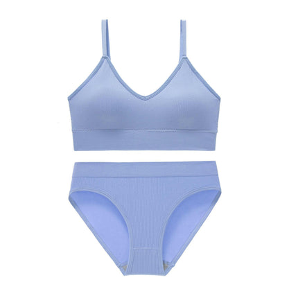 Women's Bra and Panty Underwear Set Bra Top Ribbed Fabric Suitable for Daily and Sports Wear