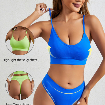 Women's Bra and Panty Underwear Set Bra Top Ribbed Fabric Suitable for Daily and Sports Wear