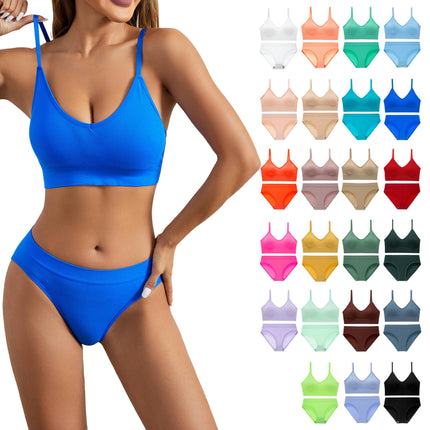 Women's Bra and Panty Underwear Set Bra Top Ribbed Fabric Suitable for Daily and Sports Wear