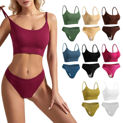 Women's Underwear High Waist Bra and Panties Set Camisole Underwear Thong Set