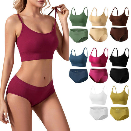 Seamless Bra & Panty Set for women High Waist Bra & Thong Lingerie Set No Show Thong 2 Piece Set