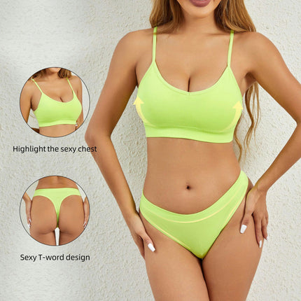 Women's Underwear Seamless Bra Solid Color Breathable Comfortable Beauty Back Thong T-String Set