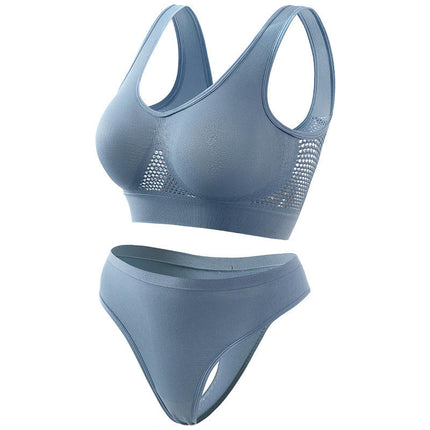 Women's 2-piece Seamless Invisible Bra Set Racerback Bra And Thong