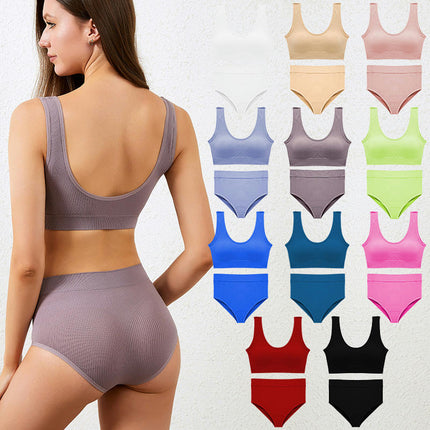 Women's Steelless Bra Underwear Set Comfortable Padded Bra Triangle Panty Two Piece Set