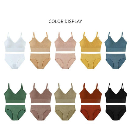 Bra and Panty Sets for Women Seamless Bralettes Lingerie   Comfortable Sports V Neck Bras Briefs Sets