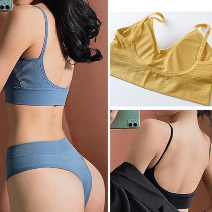 Women's 2 Piece Seamless Bra Set with Pads Comfort Daily Sleep Sports Bra Set