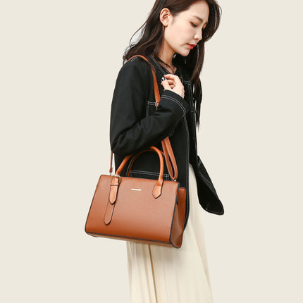 Leather Handbag Women Bag Set: Shoulder Bag + Clutch + Wallet Shoulder Handbag Set 3 Pieces