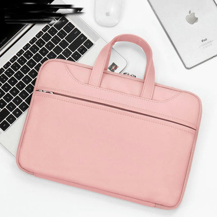 Portable Laptop Bag PU Leather Laptop Sleeve Handbag for Men and Women Waterproof Computer Bag