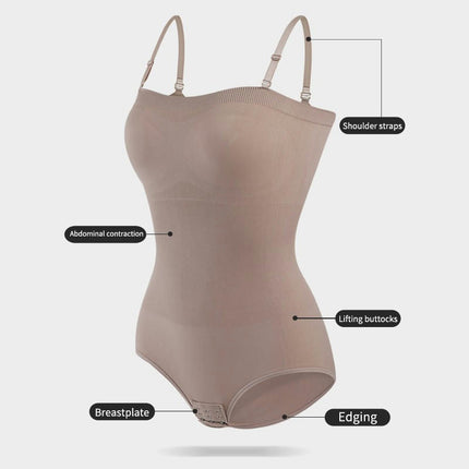 Women's Removable Straps Seamless Shapewear Bodysuit Bustier Sling Tummy Lift Hip Corset