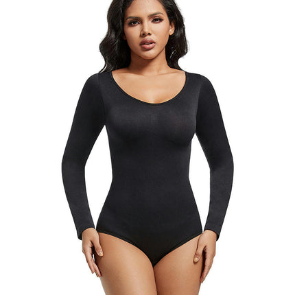 Shapewear Bodysuit Women Long Sleeve Triangle Pants Corset Bodysuit Seamless Shapewear Tops