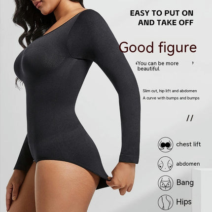 Shapewear Bodysuit Women Long Sleeve Triangle Pants Corset Bodysuit Seamless Shapewear Tops