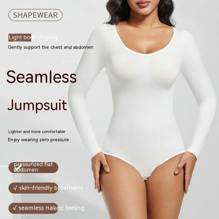 Shapewear Bodysuit Women Long Sleeve Triangle Pants Corset Bodysuit Seamless Shapewear Tops