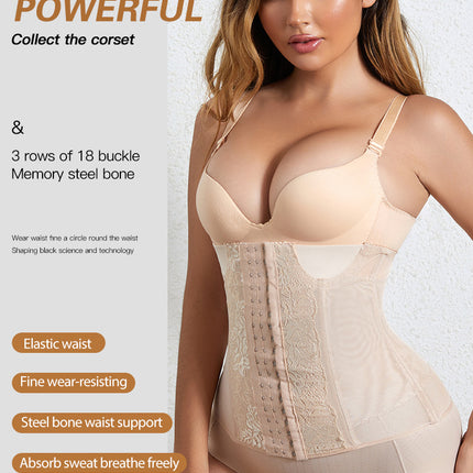 Waist Trainer for Women Corset Cincher Body Shaper Girdle Trimmer with Steel Bones Extender