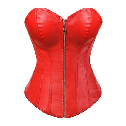 Womens Sexy Steampunk Gothic Faux Leather Boned Corset Bustier