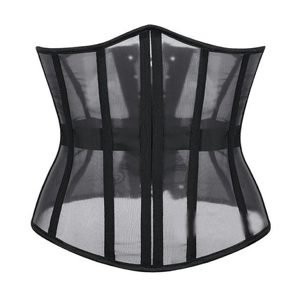 Women's Corset Steel Bone Black Corset Breathable Gauze Waist Trainer Shapewear