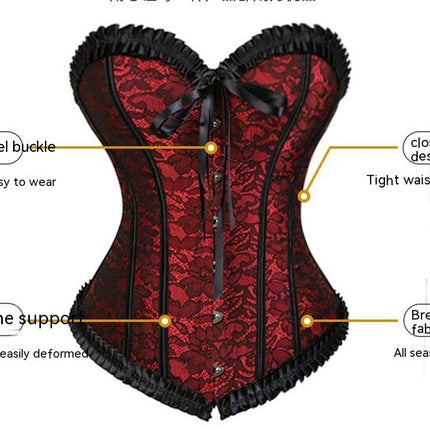 Women Plus Size Corset Bustier Tops Sexy Lace Up Overbust Bustier Bodyshaper