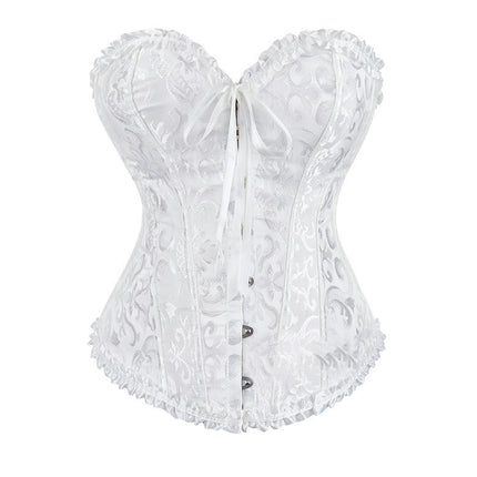 Women's Lace Up Boned Plus Size Overbust Corset Classic Bustier Bodyshaper Top