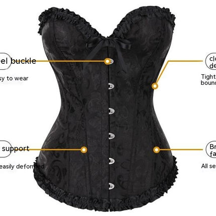 Women's Lace Up Boned Plus Size Overbust Corset Classic Bustier Bodyshaper Top