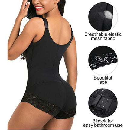 Women's Shapewear Tummy Tuck Shaper Zipper Open Bodysuit