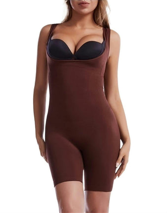 Women Body Shaper Tummy Control Seamless Shapewear Open Bust Mid-Thigh Bodysuit Shorts