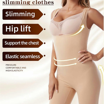 Women Body Shaper Tummy Control Seamless Shapewear Open Bust Mid-Thigh Bodysuit Shorts