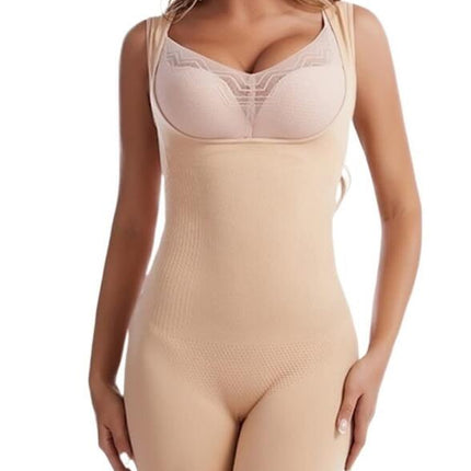 Women Body Shaper Tummy Control Seamless Shapewear Open Bust Mid-Thigh Bodysuit Shorts