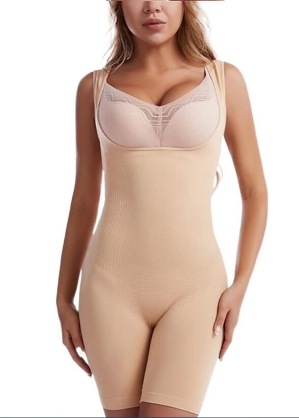 Women Body Shaper Tummy Control Seamless Shapewear Open Bust Mid-Thigh Bodysuit Shorts