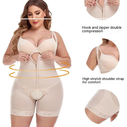 Women's Tummy Lift Hip Lifting One-piece Shapewear Zipper Open Bodysuit