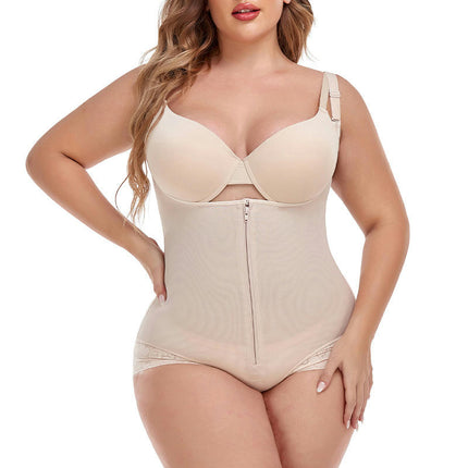 Women's Tummy Tuck Shapewear Lift Hip and Tummy Sexy Zipper Open Bodysuit