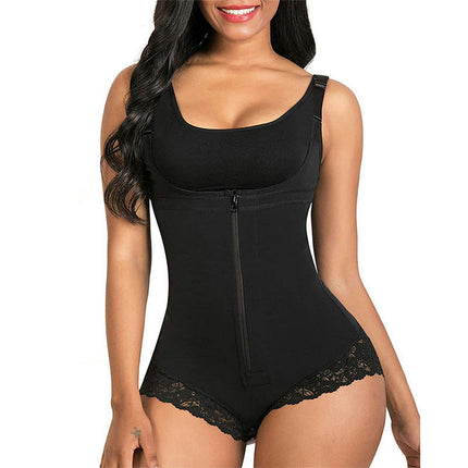 Women's Tummy Tuck Shapewear Lift Hip and Tummy Sexy Zipper Open Bodysuit