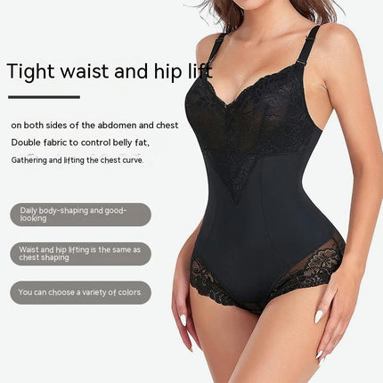 Lace body shaping underwear Women's V-neck Tummy Tuck Backless Tank Top Fitted Tummy Tuck Pants