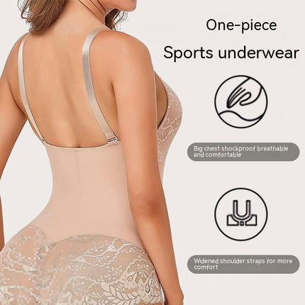 Lace body shaping underwear Women's V-neck Tummy Tuck Backless Tank Top Fitted Tummy Tuck Pants