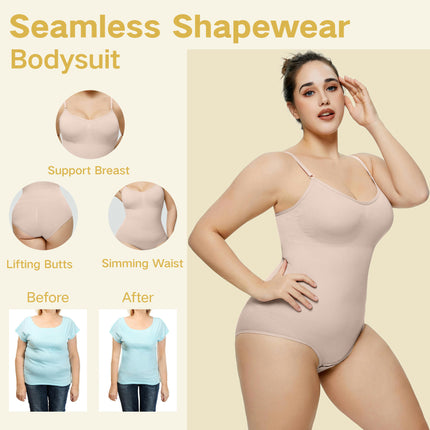 Bodysuit for Women Tummy Control Shapewear Mid-Thigh Seamless Full Body Shaper