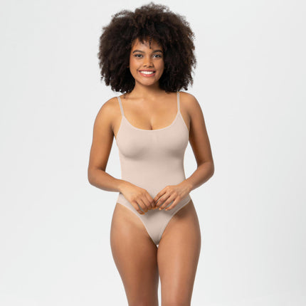 Women Shapewear Bodysuit Tummy Control Seamless Body Shaper with Adjustable Spaghetti Straps