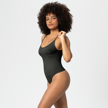 Women Shapewear Bodysuit Tummy Control Seamless Body Shaper with Adjustable Spaghetti Straps