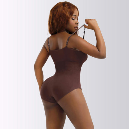 Women Shapewear Bodysuit Tummy Control Seamless Body Shaper with Adjustable Spaghetti Straps