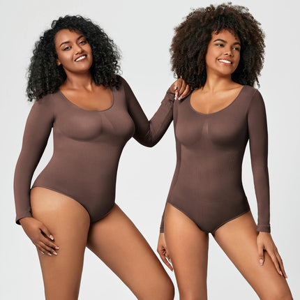 Long Sleeve Bodysuit for Women Tummy Control Thong Seamless Shapewear for Women