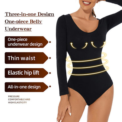 Long Sleeve Bodysuit for Women Tummy Control Thong Seamless Shapewear for Women