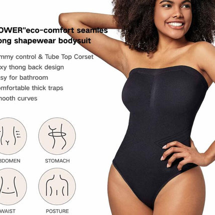 Women's Shapewear Bodysuits Tummy Control Butt Lifter Body Shaper Strapless Seamless Mid Thigh