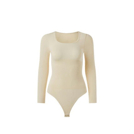 Long Sleeve for Women Body Suit Tummy Control Thong Shapewear Bodysuit Square Deep V Neck Tops