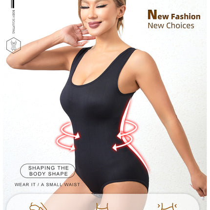 Womens' Waist Trainer Seamless Round Neck Tummy Control Shapewear Bodysuit